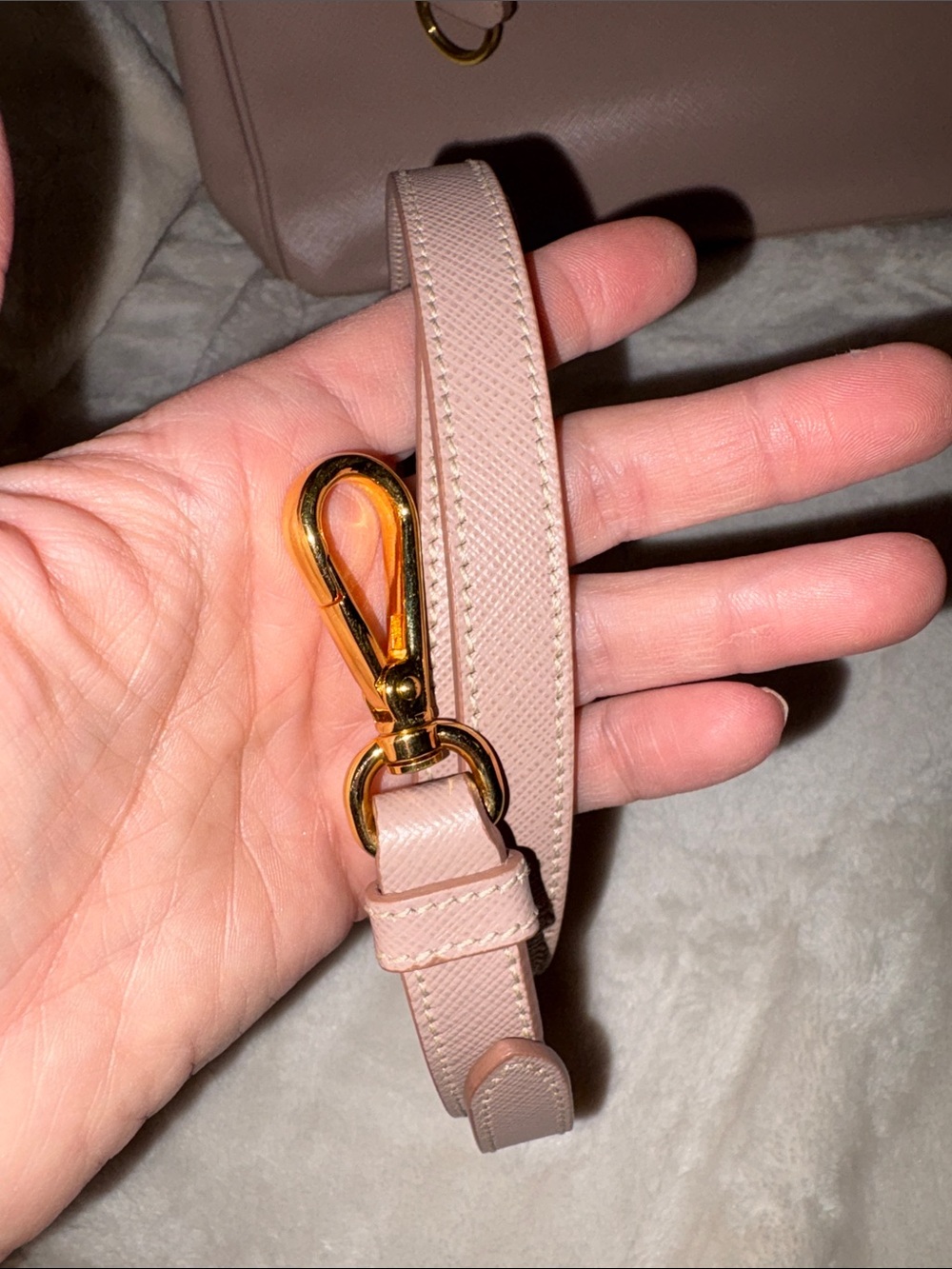 Prada Blush Pink Saffiano Double-Zip galleria with crossbody strap. COA - Picture 15 of 15
